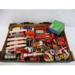A tray of assorted die-cast models, all appear to be emergency vehicles and fire engines,