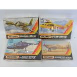 Four boxed Matchbox 1:72 scale model kits, all aircraft, all sealed in cellophane.