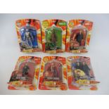 Six carded Doctor Who figures.