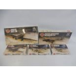 Five boxes Airfix 1:72 scale model kits, all WWII aircraft including a Supermarine Spitfire Mk.I,