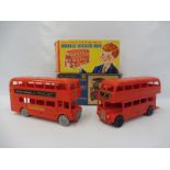 A boxed Tudor Rose London Transport Routemaster Bus with Gyro Friction Motor, plus a boxed Polythene