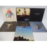 Seven Eagles 1970s albums to include Hotel California etc. vinyl and covers appear vg to vg+