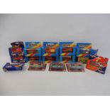 Fifteen boxed/carded die-cast models, Matchbox, Corgi and Siku.