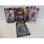Four TV related carded figures including Marvel Daredevil, Buffy etc.