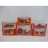 Six boxed die-cast models of emergency response vehicles, various manufacturers including Tomica