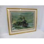 A framed and glazed Terrence Cuneo limited edition print of The Flying Scotsman, signed by the