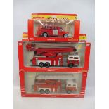 Three boxed Majorette die-cast model fire engines from the 'Super Movers' series.