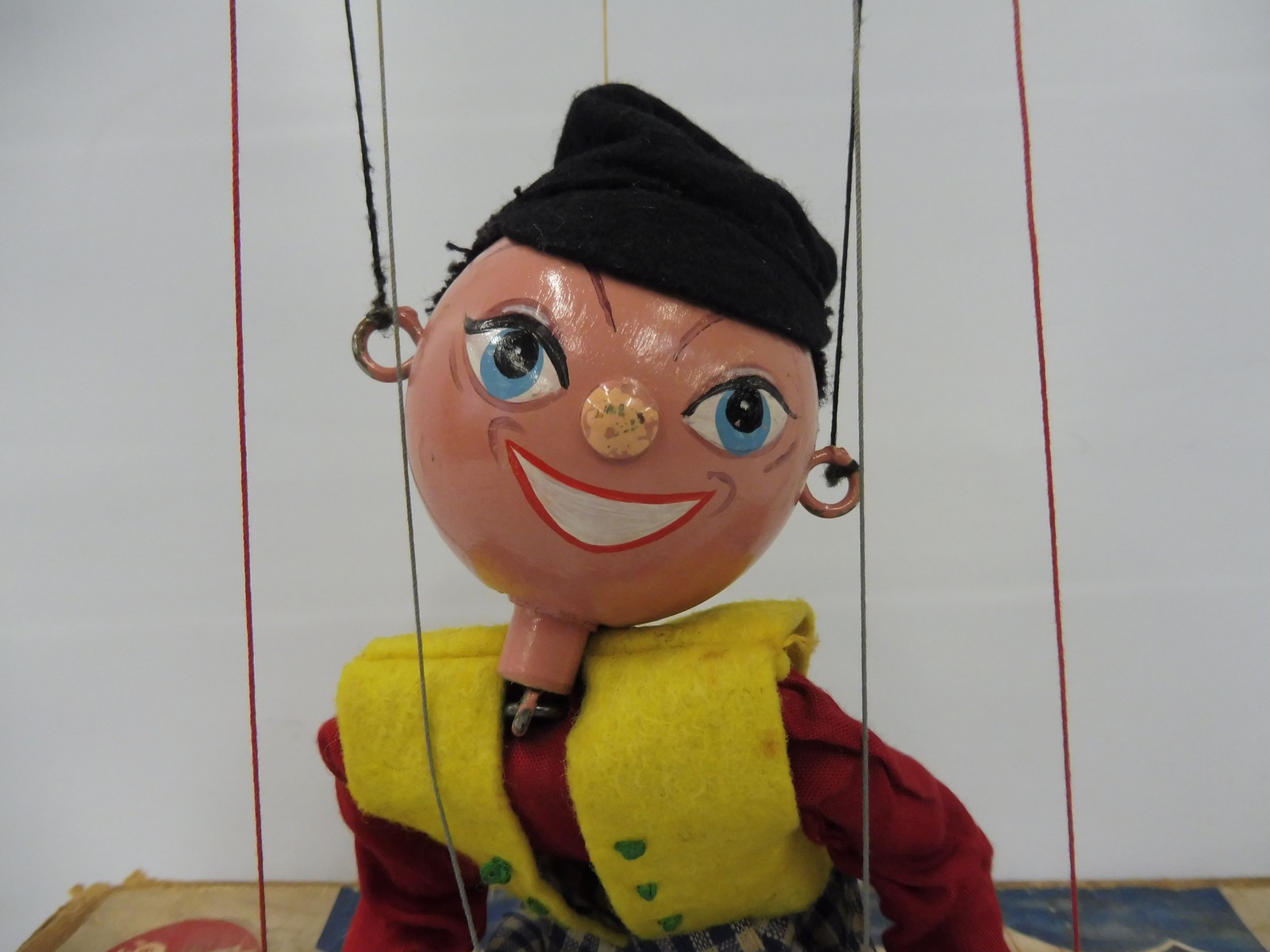 A boxed Pelham puppet 'Fritzi', small area of damage to the nose, original strings, controller and - Image 2 of 9