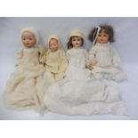 Four Armand Marseille German bisque headed dolls.