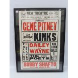A rare survival Oxford New Theatre 1964 poster to feature The Dynamic Kinks, Gene Pitney and others,