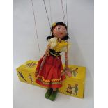 A boxed Pelham puppet 'Gypsy', late 1960s in original box, all wooden construction and nicely