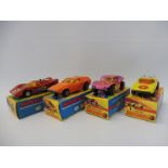 Two boxed Matchbox Superfast models, no. 1 Mod Rod and no. 30 Beach Buggy, also two further boxed