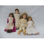 A selection of German bisque headed dolls including two Armand Marseille, a Max Handwerck, a Hermann