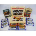 A selection of boxed die-cast models, all small scale commercial vehicles advertising various