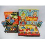 A selection of 1950s/1960s games to include Tri-ang Teachem Toys Building Bricks, set no.2A, a boxed