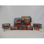 A box of assorted die-cast models, all appear to be emergency response vehicles including a Matchbox