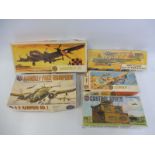 Five boxed Aircraft 1:72 scale model kits, four being aircraft, the fifth the Control Tower (