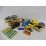 A selection of plastic toys to include a Marx Jeep, Airfix tanks, Lone Star accessories, also