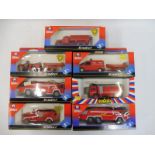 Seven boxed Solido die-cast models, all emergency vehicles and fire engines.