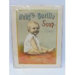 A pictorial advertisement for Baby's Barilla Soap depicting a seated toddler, by Crockett & Comp'y