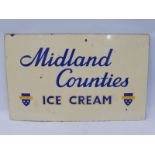 A Midland Counties Ice Cream rectangular enamel sign, 24 x 15".