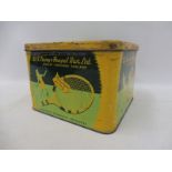 A W.R. Tracey & Hempel Bros. Ltd tennis racquet gut string tin with tennis related images all