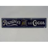 A Rowntree's Cocoa narrow enamel sign with central Royal coat of arms, in excellent condition, 25