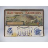 A rare Bamfords' Royal Mowers showcard calendar for 1910, January and February missing, 15 1/2 x