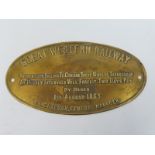 A Great Western Railway oval brass plaque instructing apprentices to grease nipples, by order of the