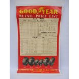 A Goodyear Retail Price List part pictorial poster, 1953, 22 x 35".