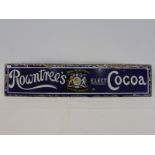 A Rowntree's Elect Cocoa narrow enamel sign with restored central Royal coat of arms, 25 x 5 1/2".