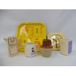 A selection of breweryana including whisky water jugs, tray etc.