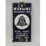 A Bell System Warning enamel sign/door plate, 3 1/2 x 7".