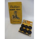 A Phillips Star Revolving Heels hanging showcard display plus an original lid from a rubber heels