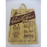 A Palethorpes' plastic carrier bag with advertising to both sides.