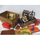 A quantity of collectables including wooden boxes, tins etc.