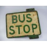 A cast iron Bus Stop double sided sign, 11 3/4 x 10 3/4".