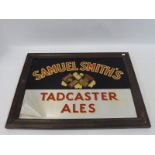 A Samuel Smith's Tadcaster Ales advertising mirror, 25 1/4 x 19".
