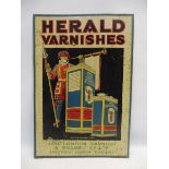 A Herald Varnishes 'The London Varnish & Enamel Co. Ltd.' pictorial tin advertising sign, 13 x 18