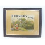 An oak framed and glazed Hudson's Soap pictorial showcard printed by W.H. Smith & Son with Hudson'