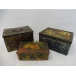 A Blue Bell Luxury Assortment tin, one other with faux wood exterior, plus a third decorated with