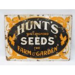 A Hunt's Farm & Garden Seeds rectangular enamel sign by Wildman & Meguyer Ltd, 30 x 21".