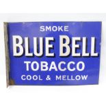 A Blue Bell Tobacco double sided enamel sign with hanging flange, in good condition, 20 x 14".