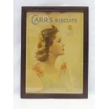 A Carr's Biscuits pictorial showcard depicting a glamorous lady in side profile, Royal coat of