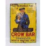 A rare Crow Bar Tobacco pictorial enamel sign depicting a man smoking a pipe, by Murray Sons & Co.