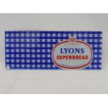 A Lyons Superbread rectangular glass advertising panel, 17 1/4 x 7".