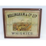 An oak framed and glazed Bellingham & Co. Ltd. Irish & Scotch Whiskies pictorial showcard 'Dabton