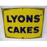 A Lyons' Cakes rectangular enamel sign, 40 x 30".
