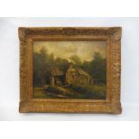 19TH CENTURY SCOTTISH SCHOOL - rural scene of an old water mill, oil on canvas, gilt framed,