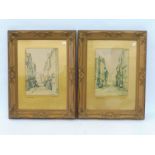 A pair of gilt framed prints.